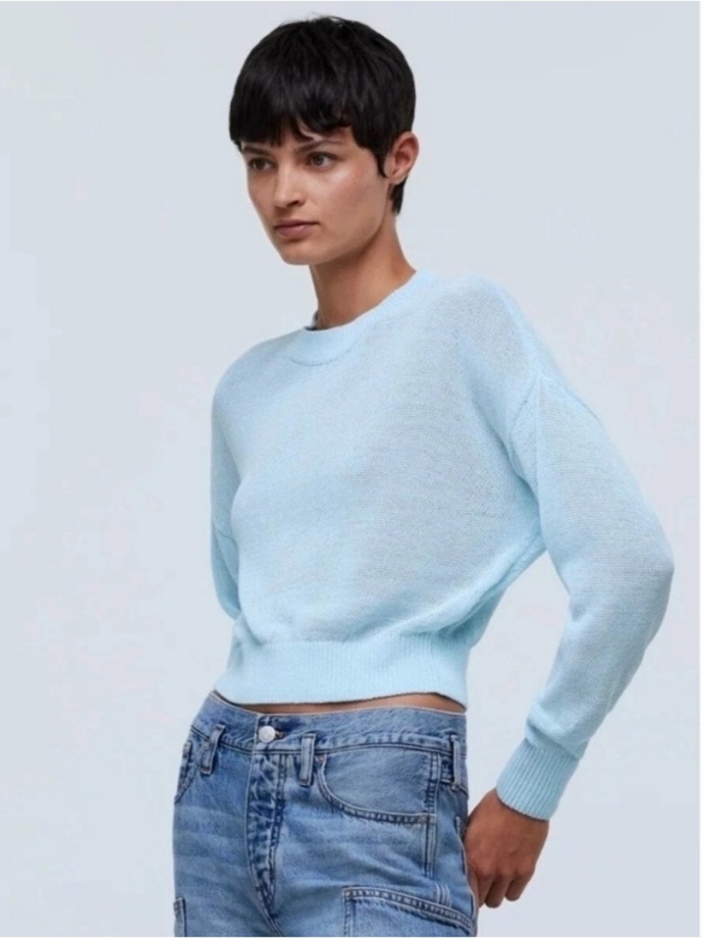 Madewell Cotton Knit Cropped Sweater